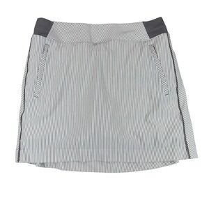 Athleta Skort Women 8 Gray White Striped Golf Tennis Athletic Pockets Skirt